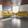 thumbnail image 5 of Enor Furniture Anacapa 70" Round Arm Upholstered Modern Velvet Sofa in Gold, 5 of 15