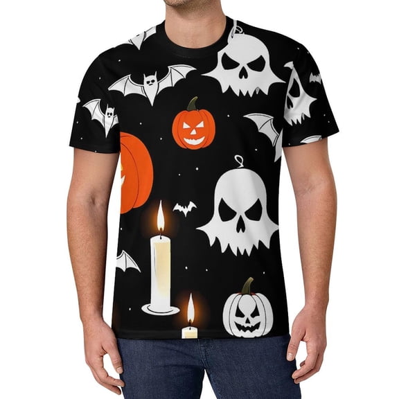 T Shirt For Men Happy Haunts T-Shirt Halloween Pumpkins Men Trending T-Shirts Original Design Tee Sh