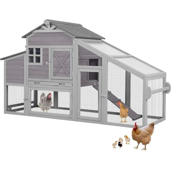 Aivituvin Chicken Coop Hen House with Wheels Wooden Poultry Cage for 2-4 Chickens Outdoor
