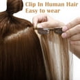 thumbnail image 4 of MY-LADY 8Pcs 18Clips Clip in Hair Extensions Human Hair for Women Double Weft Brazilian Remy Straight Human Hair Clip in Hairpiece 10inch #12P613 Golden Brown & Bleach Blonde, 4 of 8