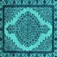 thumbnail image 1 of Ahgly Company Machine Washable Indoor Square Oriental Turquoise Blue Industrial Area Rugs, 8' Square, 1 of 4