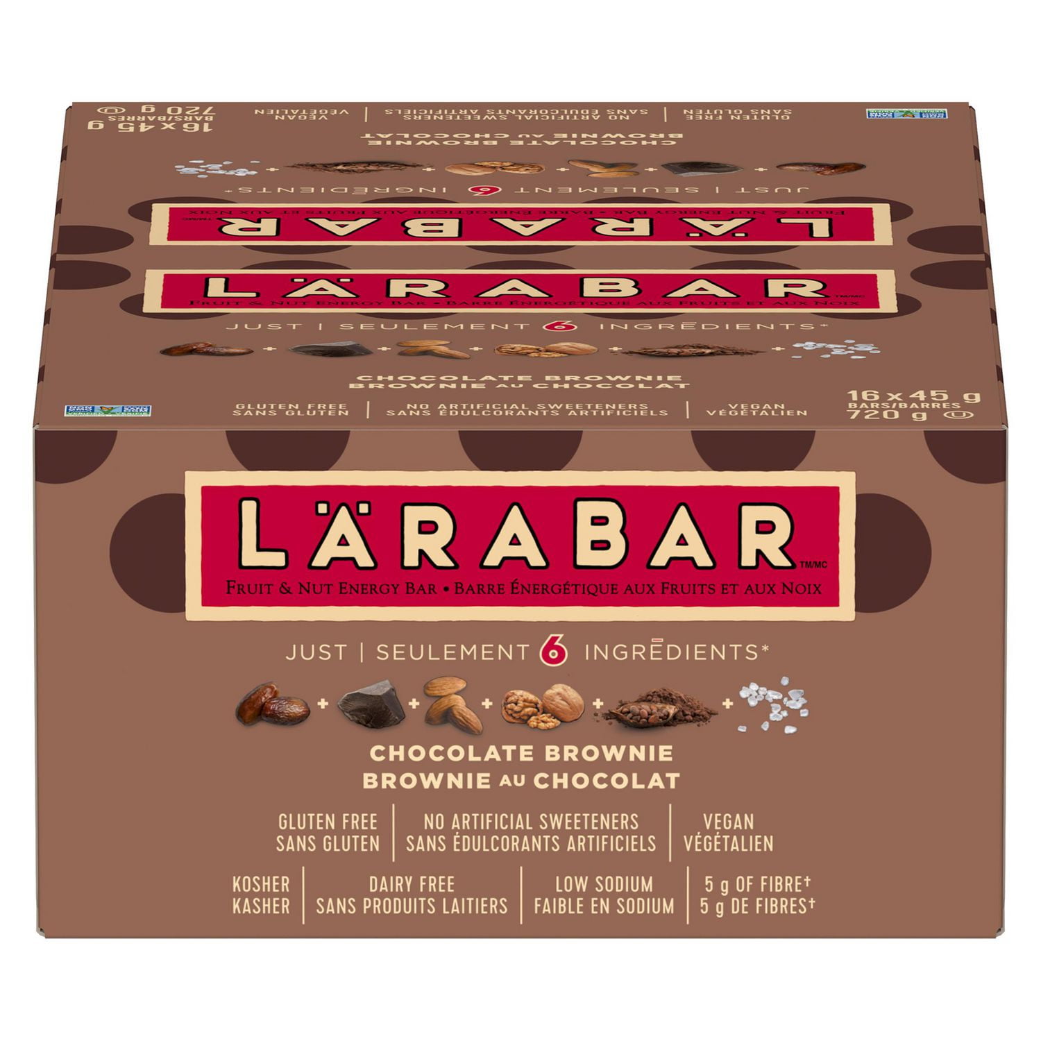 Larabar Sans gluten Brownies au chocolat 16 barres x 45 g, 720 g