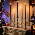 thumbnail image 2 of Black Halloween Flameless Taper Candles with Remote, Battery Powered Flickering LED Candlesticks Set of 10, 2 of 17