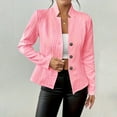 thumbnail image 2 of WTOBBY Women's Solid Color Short Cardigan Coat with Long Sleeve Button Front, Casual Lightweight Jacket for Layering, Versatile Open Front Top for Daily Outfits,Pink M, 2 of 5