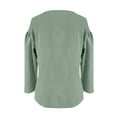 thumbnail image 5 of Tittly T Shirts for Women Tshirts Shirts Women's Spring New Women's Clothing Casual Loose Fashion Long Sleeve Cotton Linen Round Neck Shirt Long Sleeve T Shirt V Neck T Shirts Basic Tees Green XXL, 5 of 5