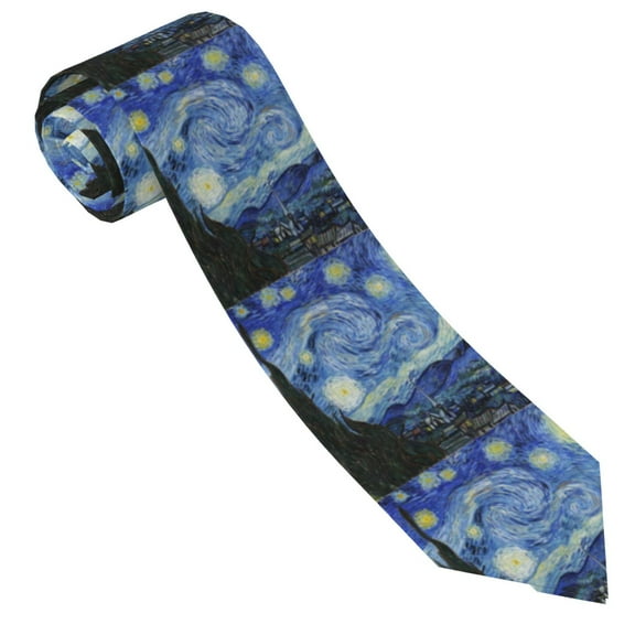 Xecao The Starry Night Print Tie For Men Necktie Woven Jacquard Neck Ties,Classic Men's Tie