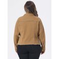 thumbnail image 4 of DARING DIVA Women's Plus Size Washed Front Frayed Classic Denim Jacket 3X Light Brown, 4 of 6