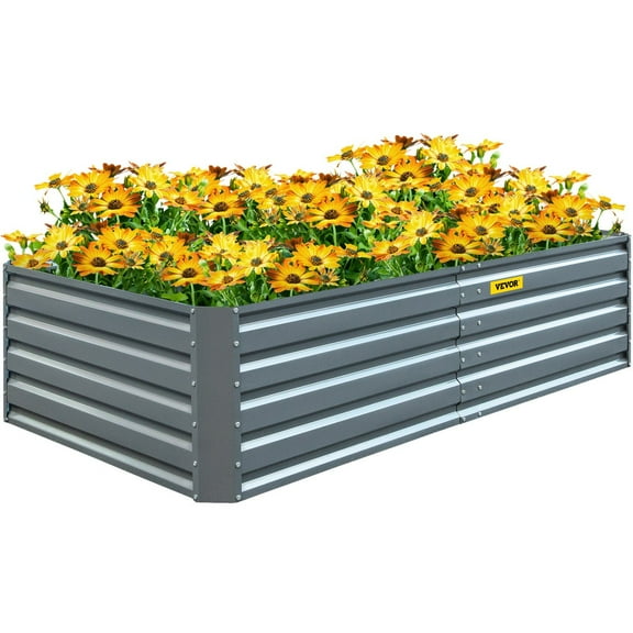 Galvanized Raised Garden Bed, 80" x 40" x 19" Metal Planter Box, Gray Steel Plant Raised Garden Bed Kit, Planter Boxes Outdoor for Growing Vegetables,Flowers,Fruits,Herbs,and Succulents