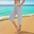 thumbnail image 2 of DHFJKG Women's Capri Yoga Pants With Pockets Solid Color Mid Rise Wide Leg Workout Crop Pants For Exercise Versatile Trousers, 2 of 7