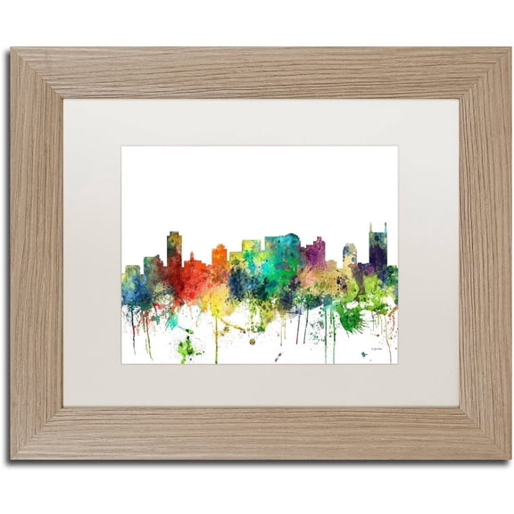 Trademark Fine Art "Nashville Tennessee Skyline SP" Canvas Art by Marlene Watson, White Matte, Birch Frame