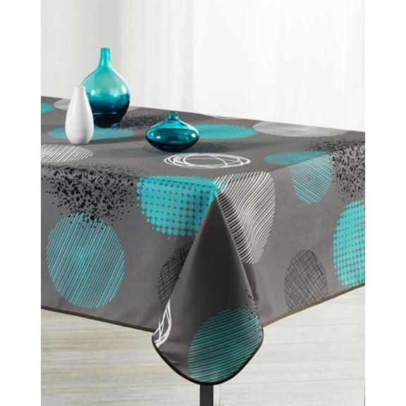 Ball Cian 100% Polyester, Stain Resistant Tablecloth Circle Diameter 63 inch