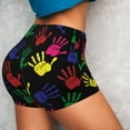 thumbnail image 4 of Colorful Handprints Workout Shorts For Women Scrunch Butt Lifting Yoga Gym Seamless Booty Biker Shorts X-Large, 4 of 9