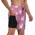 thumbnail image 2 of Kdxio Rabbit Holding Flowers Print Men's Swim Trunks with Compression Liner 7 Inch Inseam Quick Dry Swim Shorts, 2 of 7