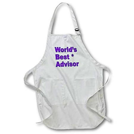 3dRose Worlds best advisor. Purple., Medium Length Apron, 22 by 24-inch, With Pouch
