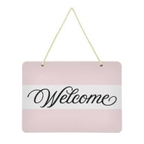 Light Pink Welcome Sign Front Door PVC 14x10 inch Hanger Hello Sign Farmhouse Wall Porch Home Outside Decor