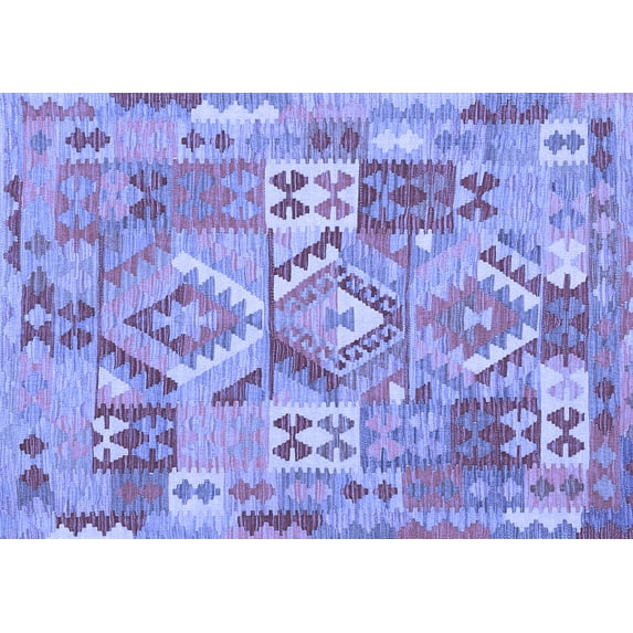 Ahgly Company Machine Washable Indoor Rectangle Southwestern Blue Country Area Rugs, 2' x 4'