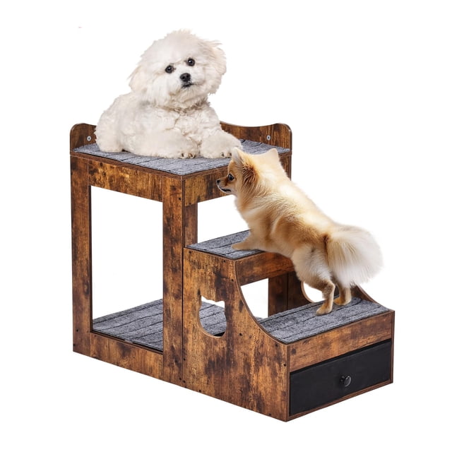 Litera para mascotas VEVOR con escaleras extraíbles y almacenamiento para perro/gato