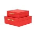 thumbnail image 2 of Lusan Square Decorative Box Set - Red Faux Shagreen, 2 of 2