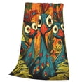 thumbnail image 3 of Humorous Peacock Trio Flannel Throw Blanket, Soft, Warm, Durable Cartoon Blanket, for Bed, Couch & Travel, Machine Washable 50x40in, Goofy Birds & Orange Background, 3 of 7