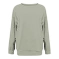 thumbnail image 3 of Chemises de Compression à Manches Longues pour Femmes à Col Rond Uni Plus Sweat-Shirt Oversize Pulls Coupe Ample à la Mode des Hauts Légers pour les Femmes de Grande Taille Gris M, 3 of 4