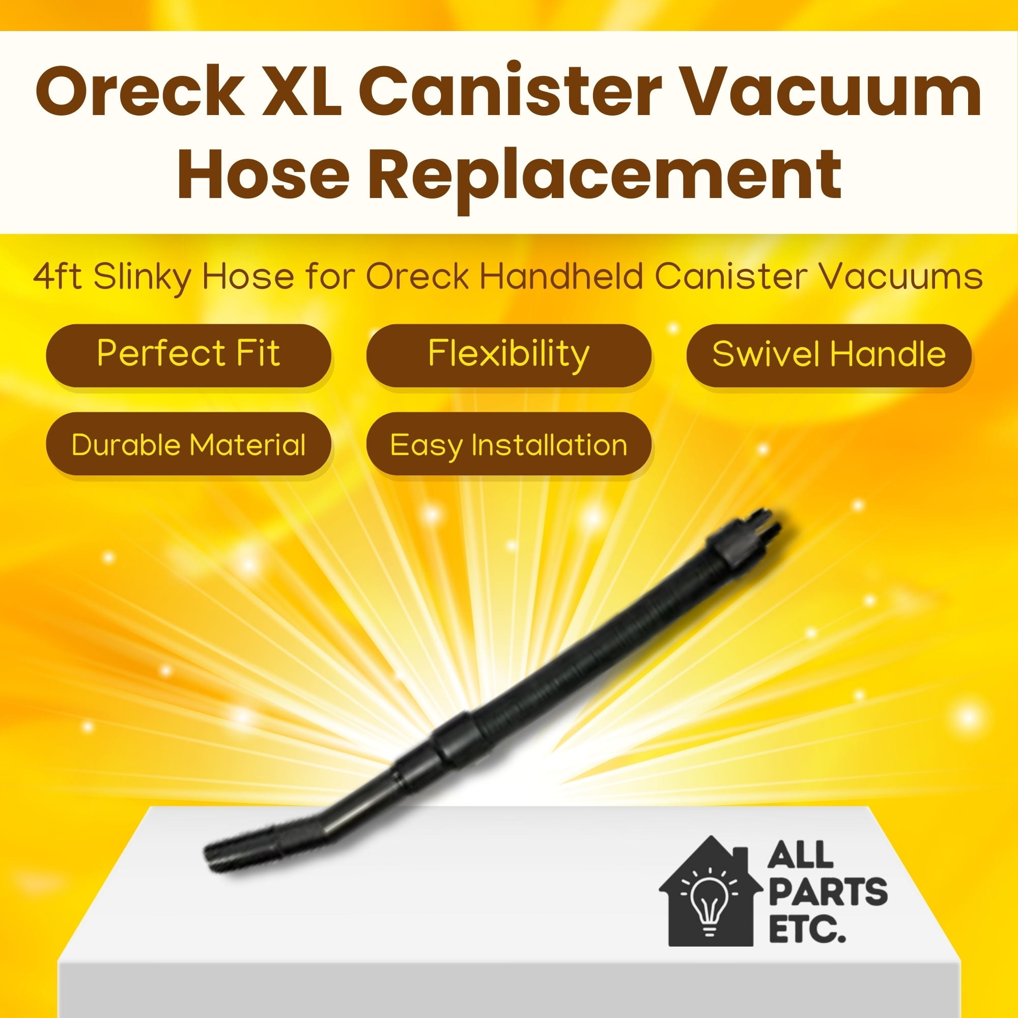 Oreck XL Canister Vacuum Hose Replacement – 4ft Slinky Hose for Oreck Handheld Canister Vacuums, Compatible with Buster B, Shurlock Models & Oreck XL Attachments
