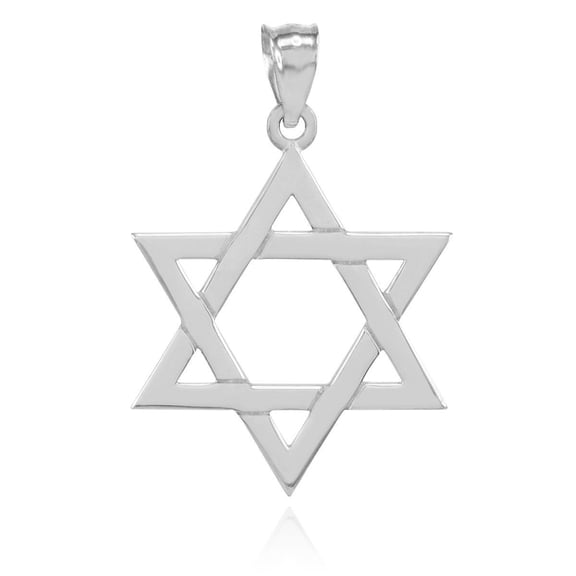 .925 Sterling Silver Jewish Star of David Pendant Necklace - Large, Pendant
