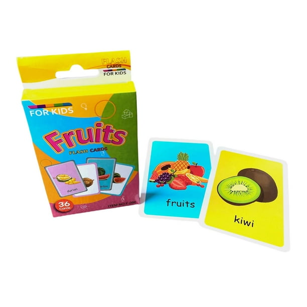 36 tarjetas didácticas de reconocimiento de objetos y estaciones para niños pequeños frutas