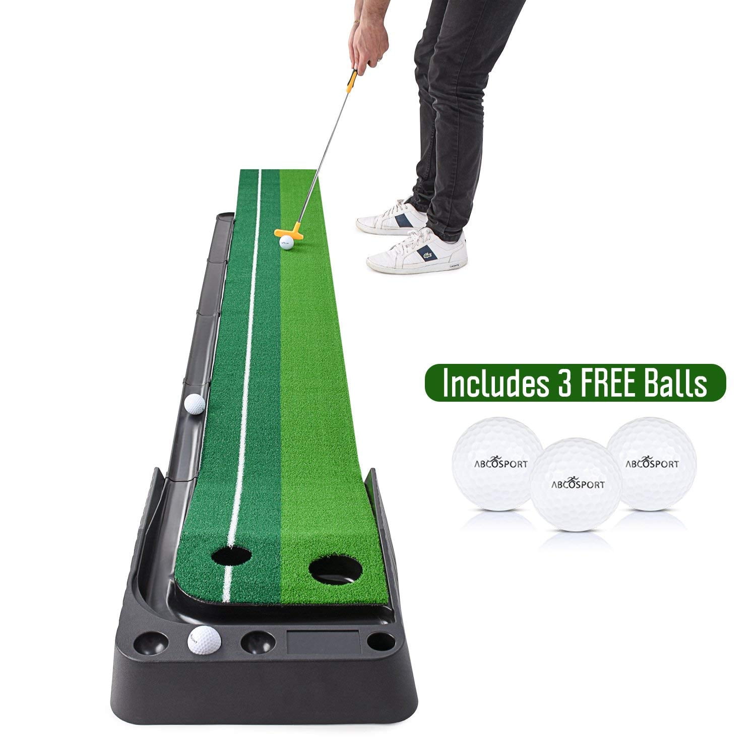 Abcosport Indoor Golf Putting Practice Mat – Auto Ball Return 