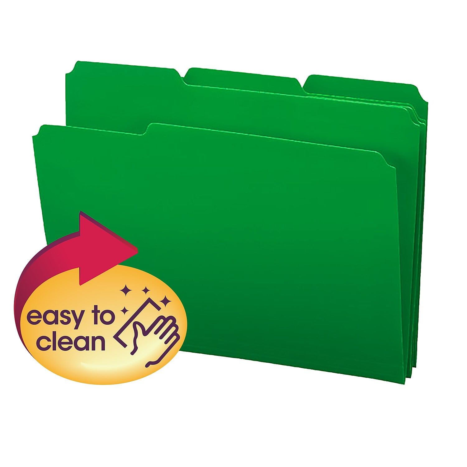 Smead Poly File Folder, 1/3-Cut Tab, Letter Size, Green, 24 per Box (10502)