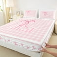 thumbnail image 3 of Castle Fairy Alphabet L 4 Pieces Queen Sheet Sets for Teenagers,Bowknot Polka Dots Ultra Soft Flat Sheet,Pink Plaid Queen Fitted Sheet,Ultra Soft Home Decor, 3 of 7