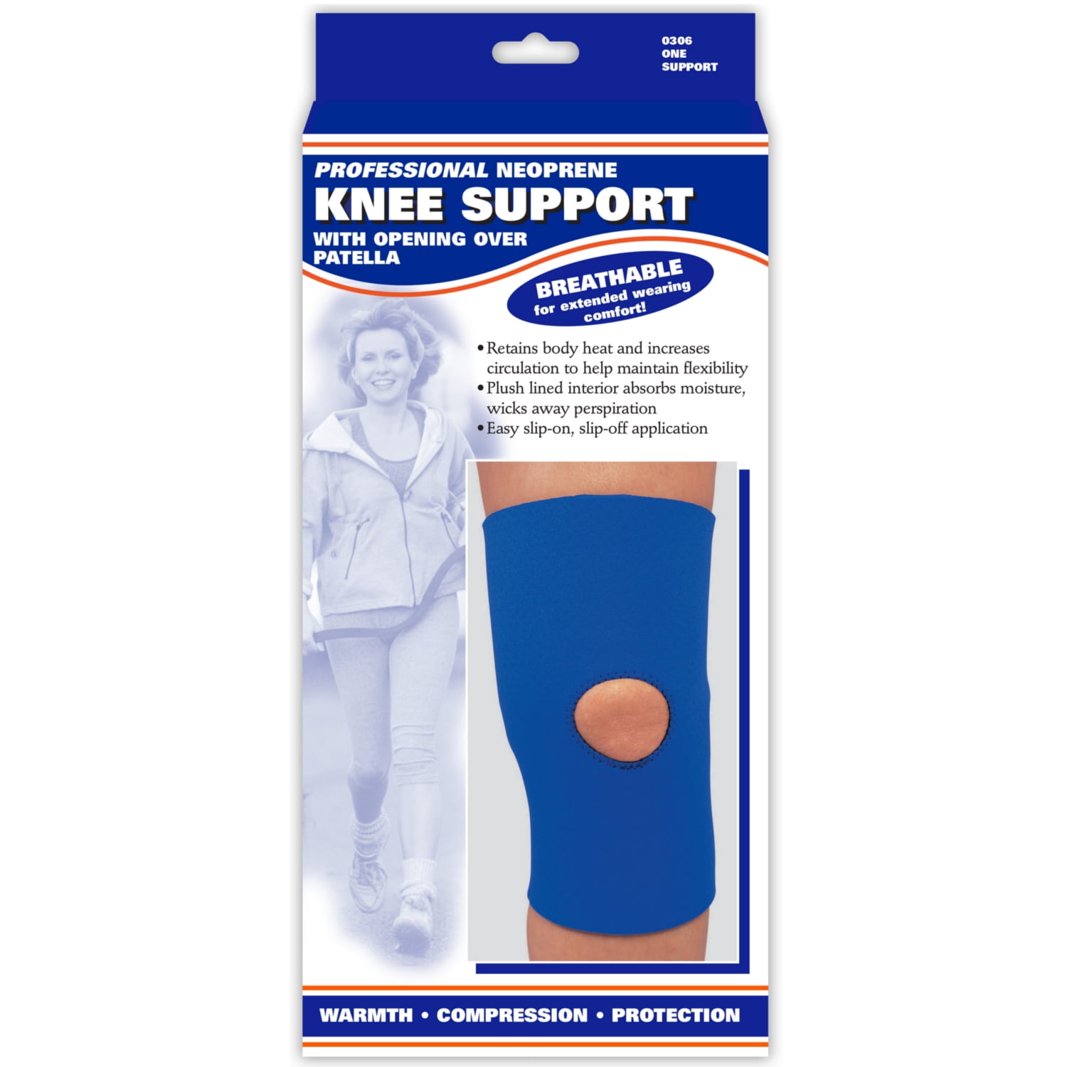 OTC Neoprene Knee Support - Open Patella, Blue, X-Large 