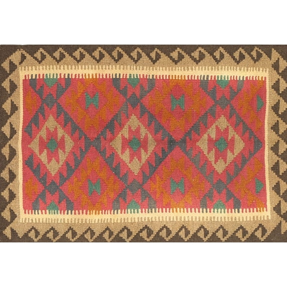 Ahgly Company Indoor Rectangle Contemporary Red Oriental Area Rugs, 7' x 10'