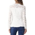 thumbnail image 3 of Lace Tops for Women Square Neck Long Sleeve Stertch Elegant Casual Peplum Blouse Top XS White, 3 of 6