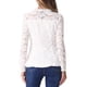 thumbnail image 3 of Blusas de encaje para mujeres, cuello cuadrado, de manga larga, elásticas, elegantes, casuales, con peplum, color blanco, 3 of 6