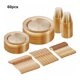 thumbnail image 4 of Wosthever 60x platos de plástico duraderos, platos dorados resistentes para recepciones de bodas, platos de plástico para fiestas Cocina y Comedor, 4 of 6