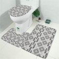 thumbnail image 2 of Gray Ethnic Feather Pattern Bathroom Rugs Sets 3 Piece,Toilet Cover Set,Absorbent Non Slip Bathroom Mats Sets with U-Shaped Contour Rug Toilet Rug Set, 2 of 5