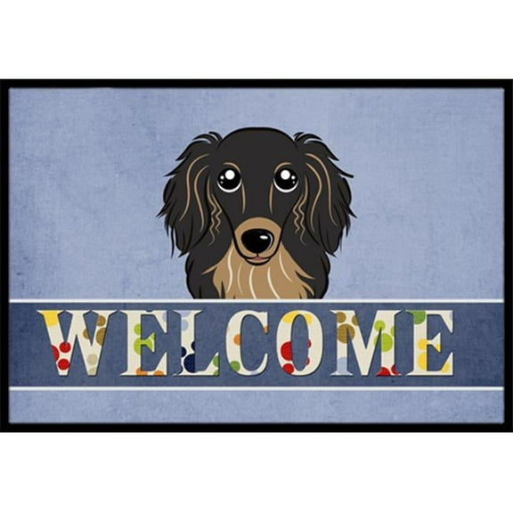 Carolines Treasures  Longhair Black And Tan Dachshund Welcome Indoor & Outdoor Mat, 24 x 36 in.