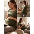thumbnail image 5 of Yawrut Round Neck Maternity T-Shirt, Soft Stretchy Ruched Pregnancy Top, Casual Short Sleeve Maternity Tee for All Trimesters, Daily Home Work Pregnant Shirts, 5 of 9