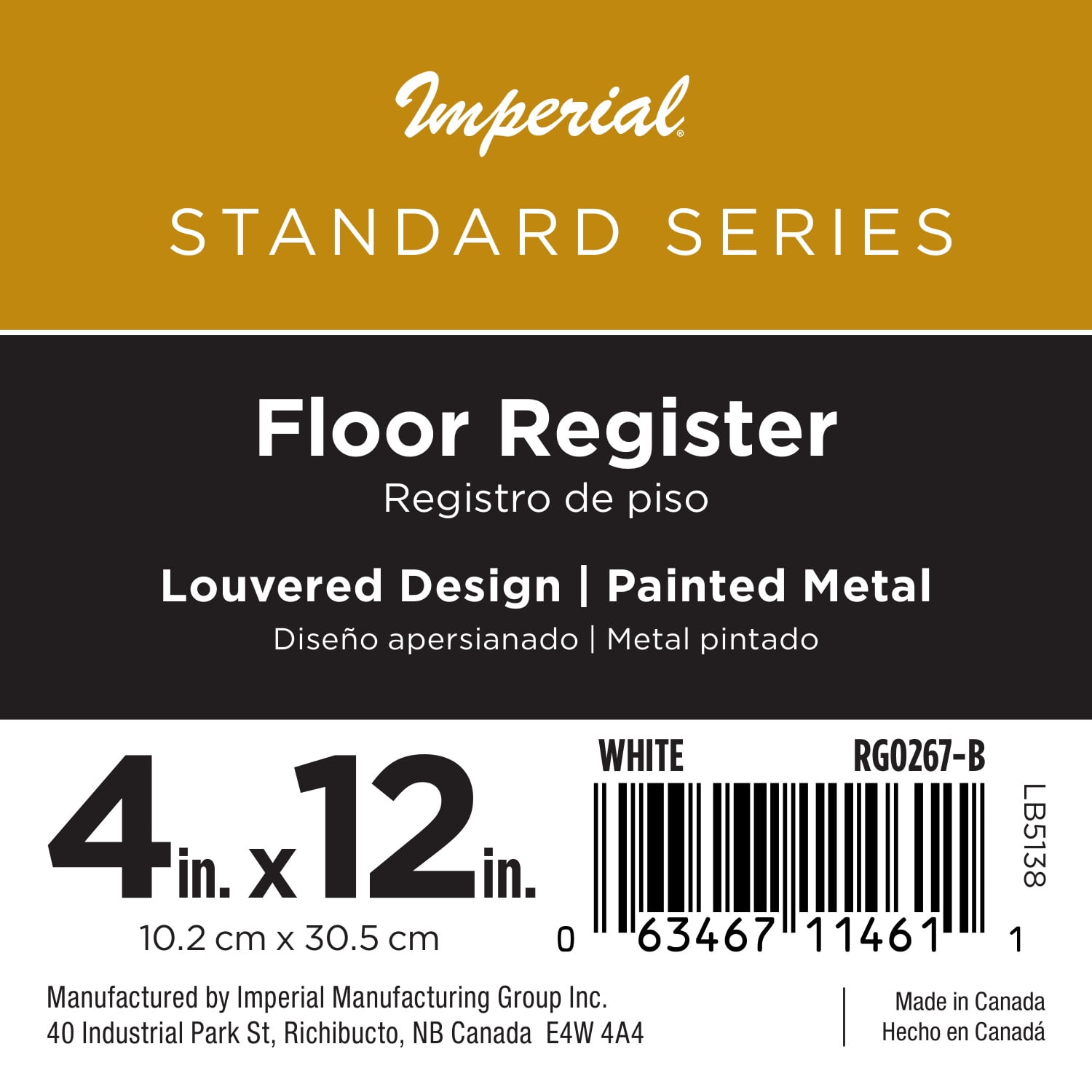 (5 pack) Imperial 4-inch x 12-inch White Steel Painted Louvered, Floor Register, Rectangular, Household Vent Cover
