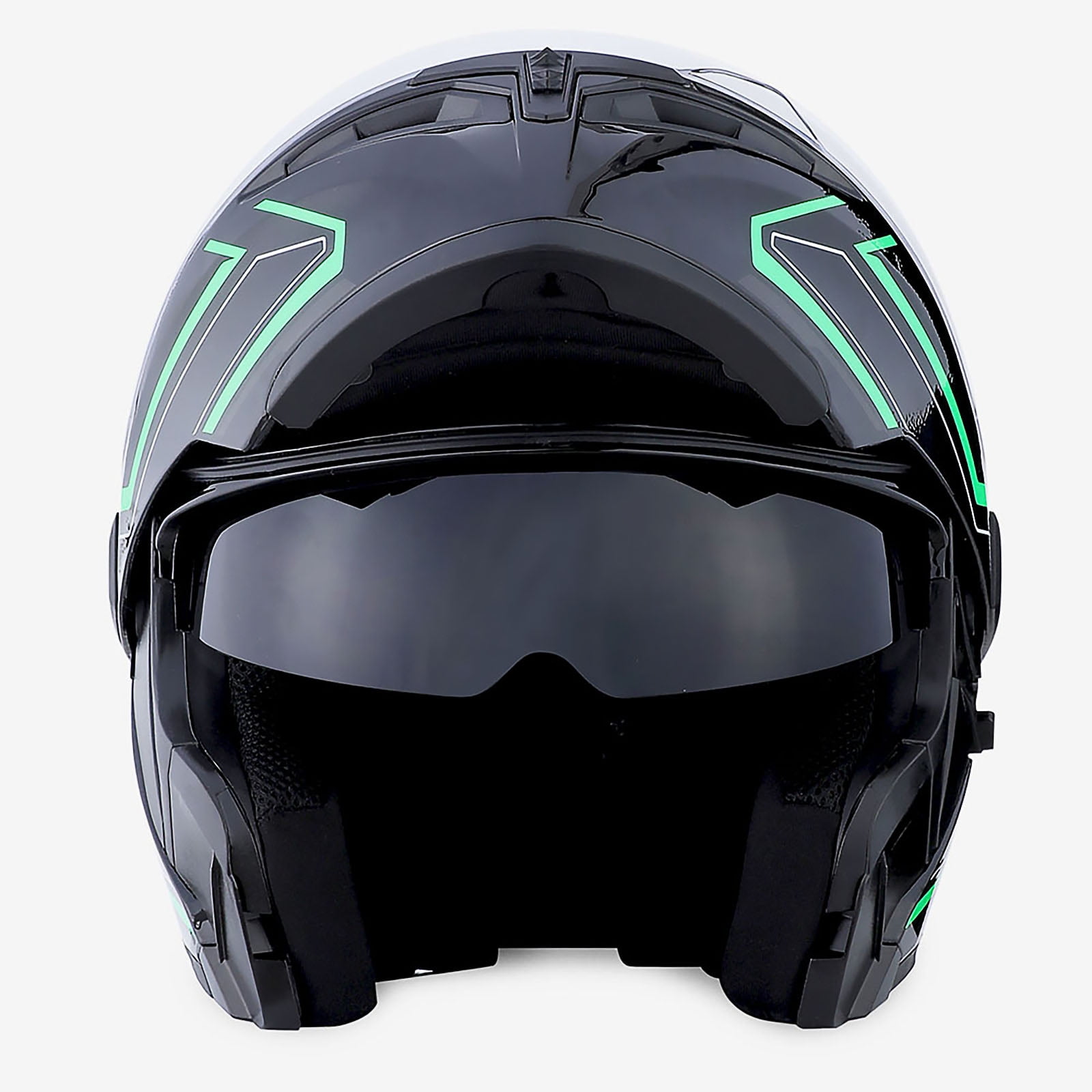1Storm Adult Motorcycle Modular Flip up Street Bike Full Face Dual Visor Helmet HB-B89CLS Arrow Green