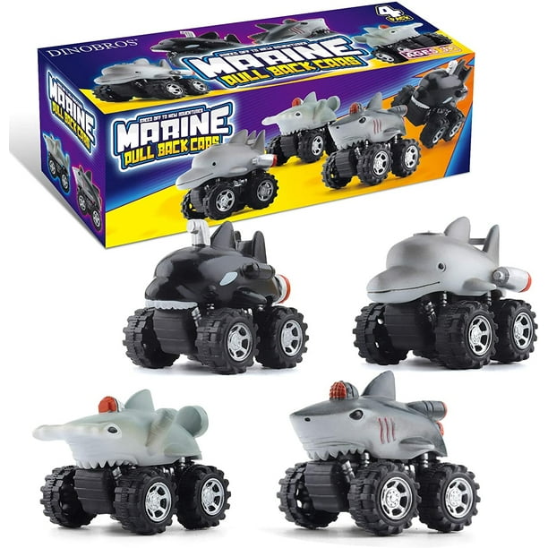 DINOBROS Shark Toys Pull Back Cars for Boys and Toddlers 4 P DINOBROS DINOBROS