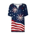 thumbnail image 4 of Memorial Day Blouse for Women American Flag Womens Shirts Women Red White and Blue Shirts Womens Memorial Day Shirts Women's Casual Gradient Short-Sleeved V-Neck Top Blouse, 4 of 5
