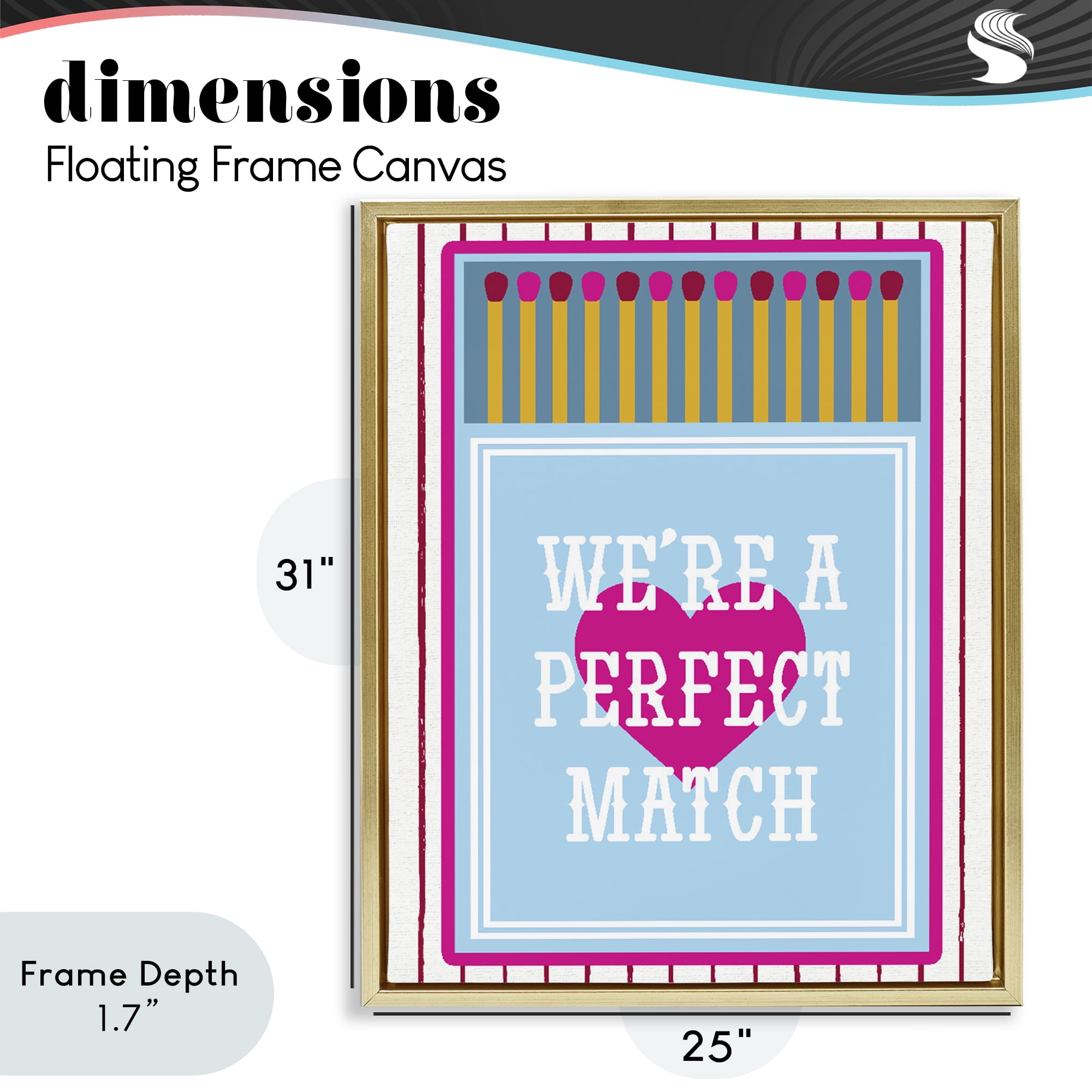Stupell Industries We're A Perfect Match Gold Framed Floater Canvas Wall Art, design by Lil' Rue