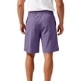 thumbnail image 3 of Mens Shorts Elastic Waist Drawstring Waist Shorts Casual Relaxed Fit Summer Beach Streetwear Mid-Length Shorts with Pockets Solid Color Sweat Shorts,Purple L, 3 of 4