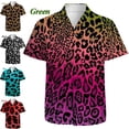 thumbnail image 3 of Camisas de lujo con estampado de leopardo para hombre, blusa ajustada de manga corta, elegante blusa de club con solapa abotonada, ropa de calle para hombre, camiseta cómoda, 3 of 4