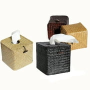 D-GROEE Straw Woven Tissue Box Cover, Vintage Wicker Tissue Box Cover Square, Home Toilet Paper Holder, or Napkin Dispenser
