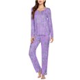 thumbnail image 2 of ITSAME Pajama Sets for Womens, Retro Floral Long Sleeve Tops Fit Pants Casual Home Clothes 2-Piece Purple XL, 2 of 5