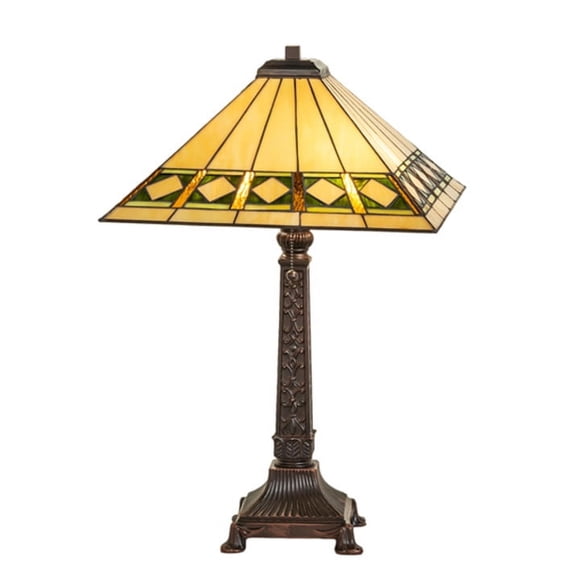 Meyda Tiffany 255015 Diamond Band Mission 2 Light 27" Tall Buffet Table Lamp - MultiColor