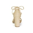 thumbnail image 3 of BLISSFUL STEP Women's Sandals Solid Summer Block Heels Lace up Sandals Beige 6.5, 3 of 8