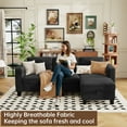 thumbnail image 4 of Youmumeub Sectional Sofa with Chaise Ottoman - 3-Seat L-Shape Couch, Black Linen Fabric, Small Space Living Room Furniture with 700lbs Capacity, 4 of 11